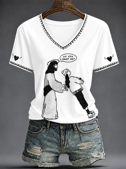 Women's Faith Printed V-neck T-shirt