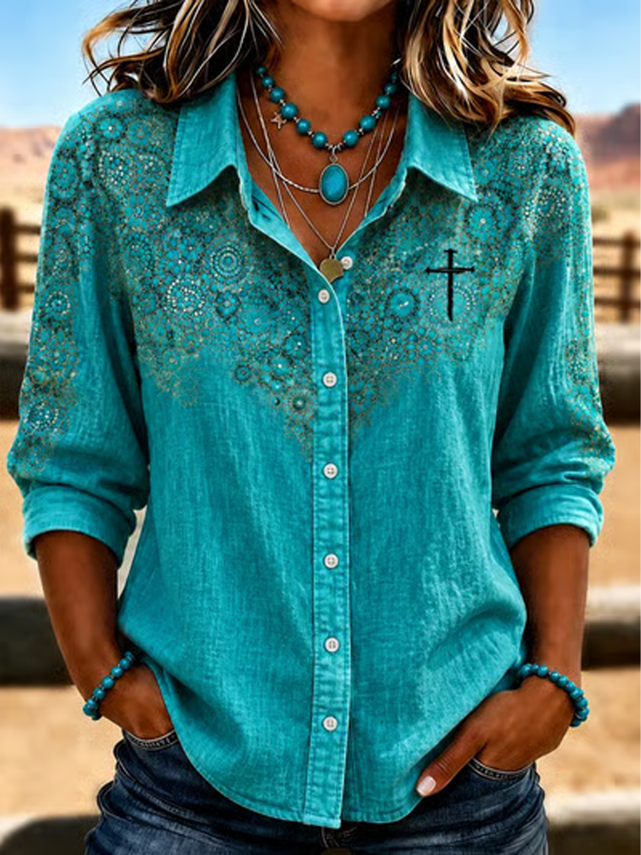 Men's Western-Style Faith Print long johns
