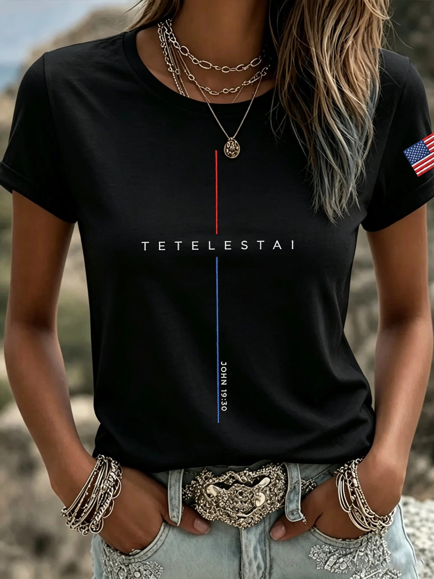 Women's Tetelestai John 19:30 Printed T-shirt