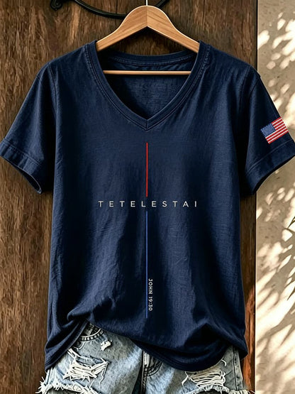 Women's Tetelestai John 19:30 Printed V-neck T-shirt