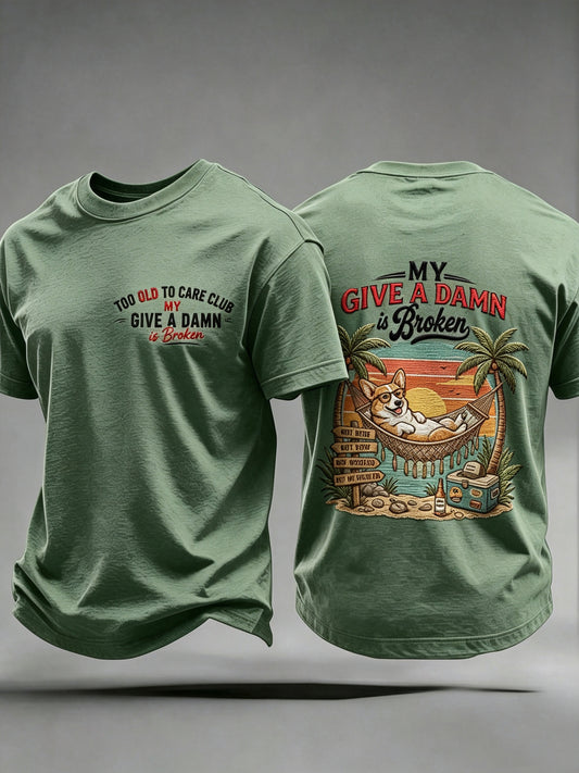 Men's Too Old To Care Printed Vintage Fashion Loose Short Sleeve T-Shirt