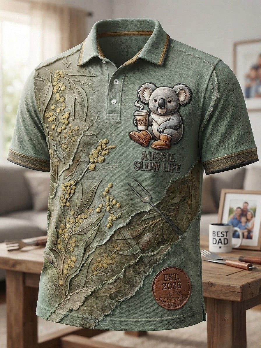 Men's Retro Australian Father's Day Koala Polo Shirt