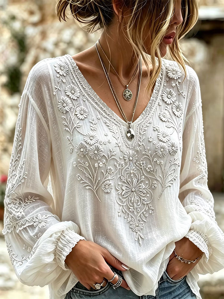 Women's Elegant Cotton-Linen Top