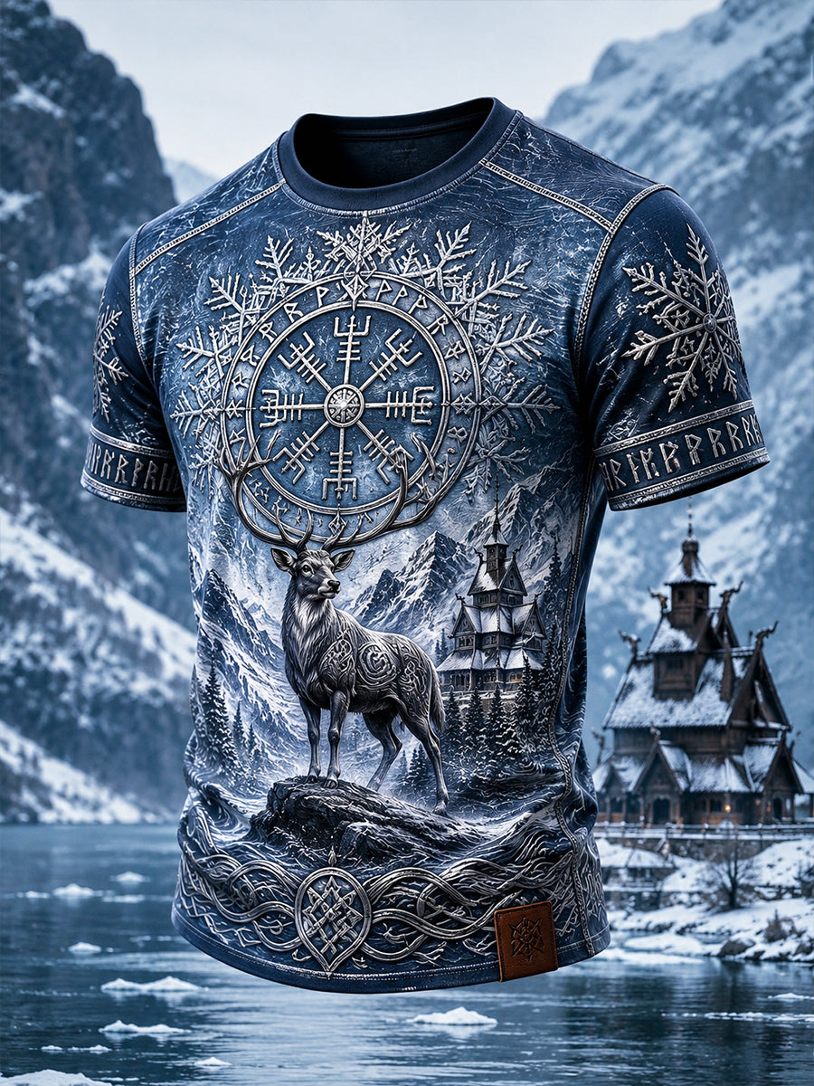 Vintage VikingNorse Art Print Casual T-Shirt