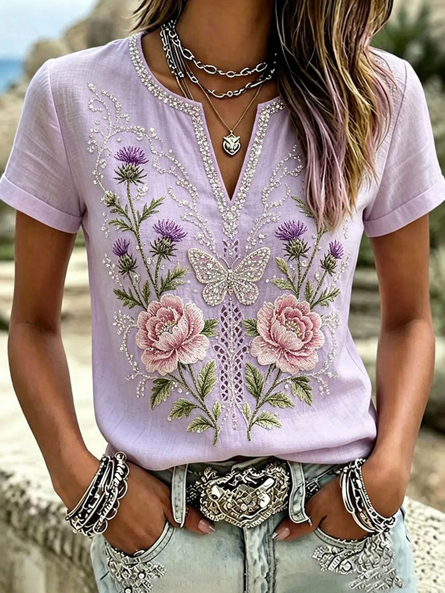 Women's Elegant Cotton-Linen Top