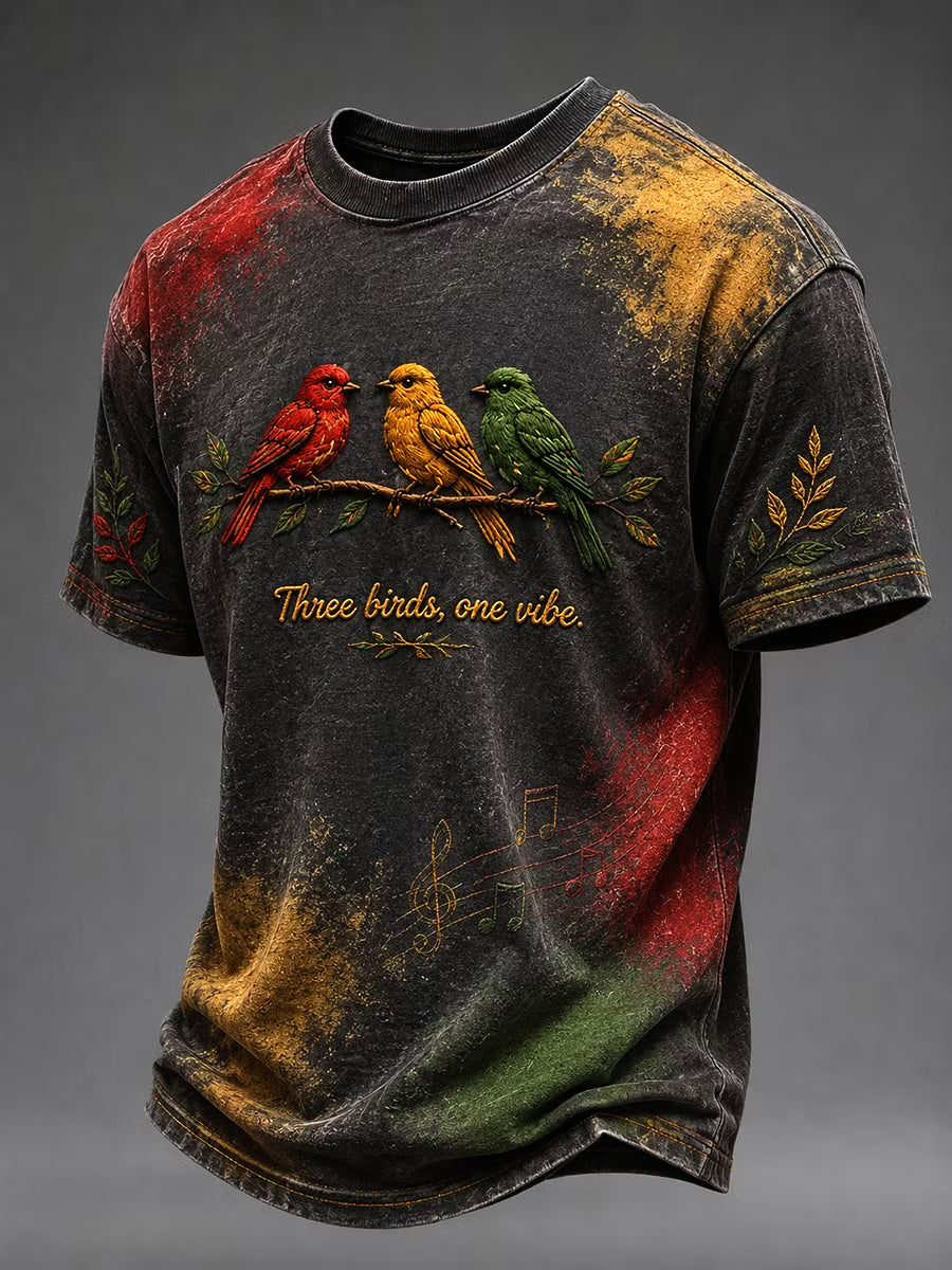 Retro Reggae Music Lover's Artistic Casual T-Shirt
