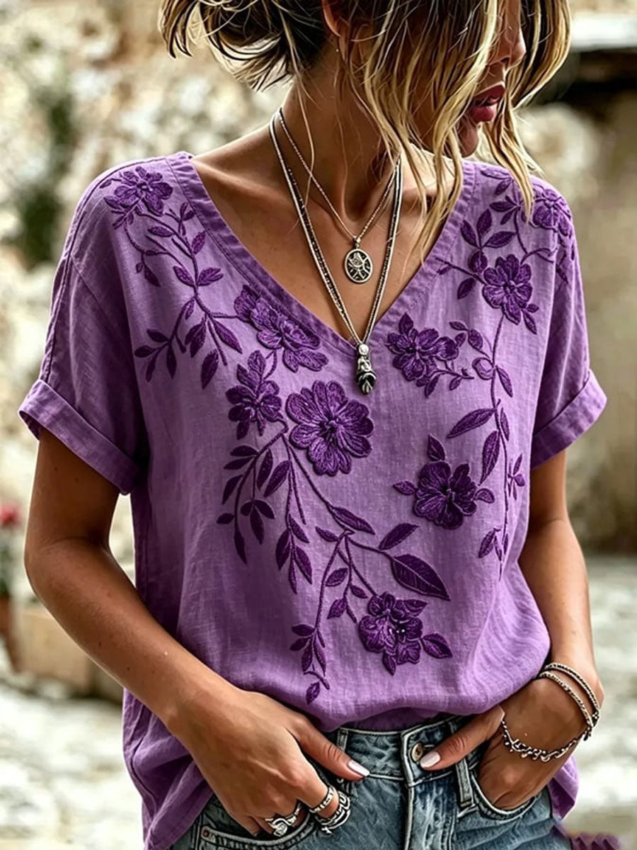 Women's Elegant Cotton-Linen Top