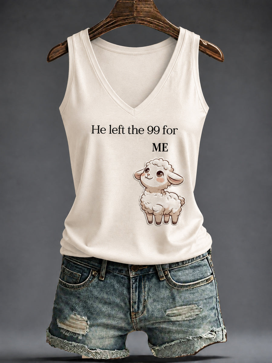 Women's "He left the 99 for me" V-neck vests