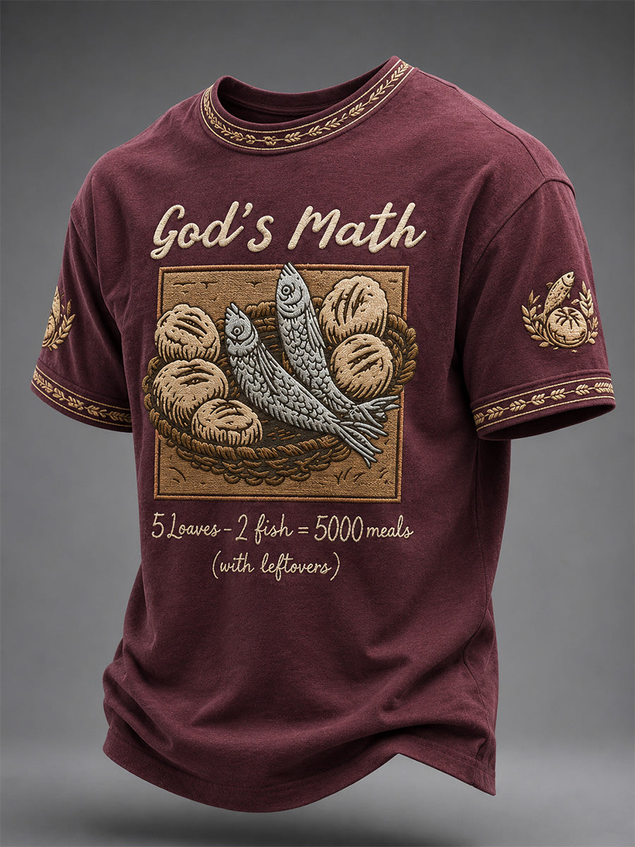 Men's Jesus 2 Fishes 5 Breads 5000 Chosen Against The Current Print Casual Tee