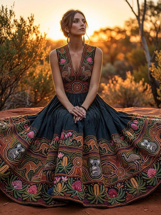 Women's Retro Australian Aboriginal Culture Art Dress