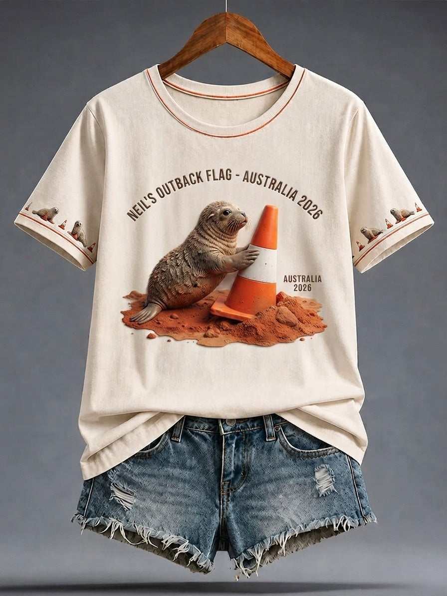 Women's Funny Neil The Seal Printed T-shirt