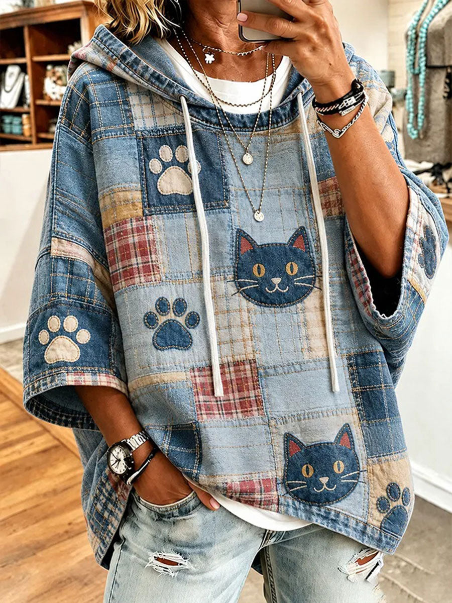 Women's Cat Print Art Casual Top