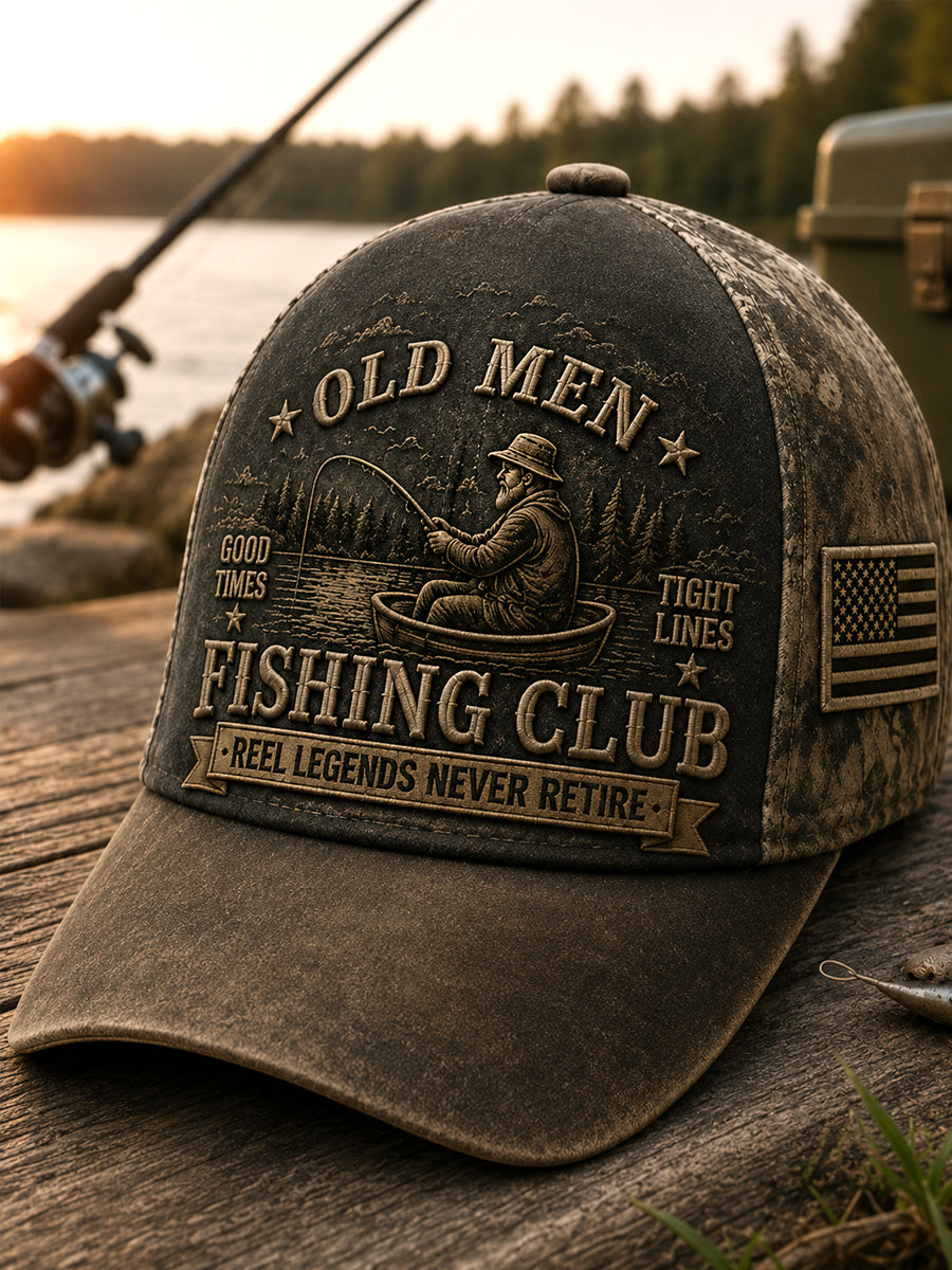 Men's Funny Old Bastards Fishing Club Lifetime Member Print Hat