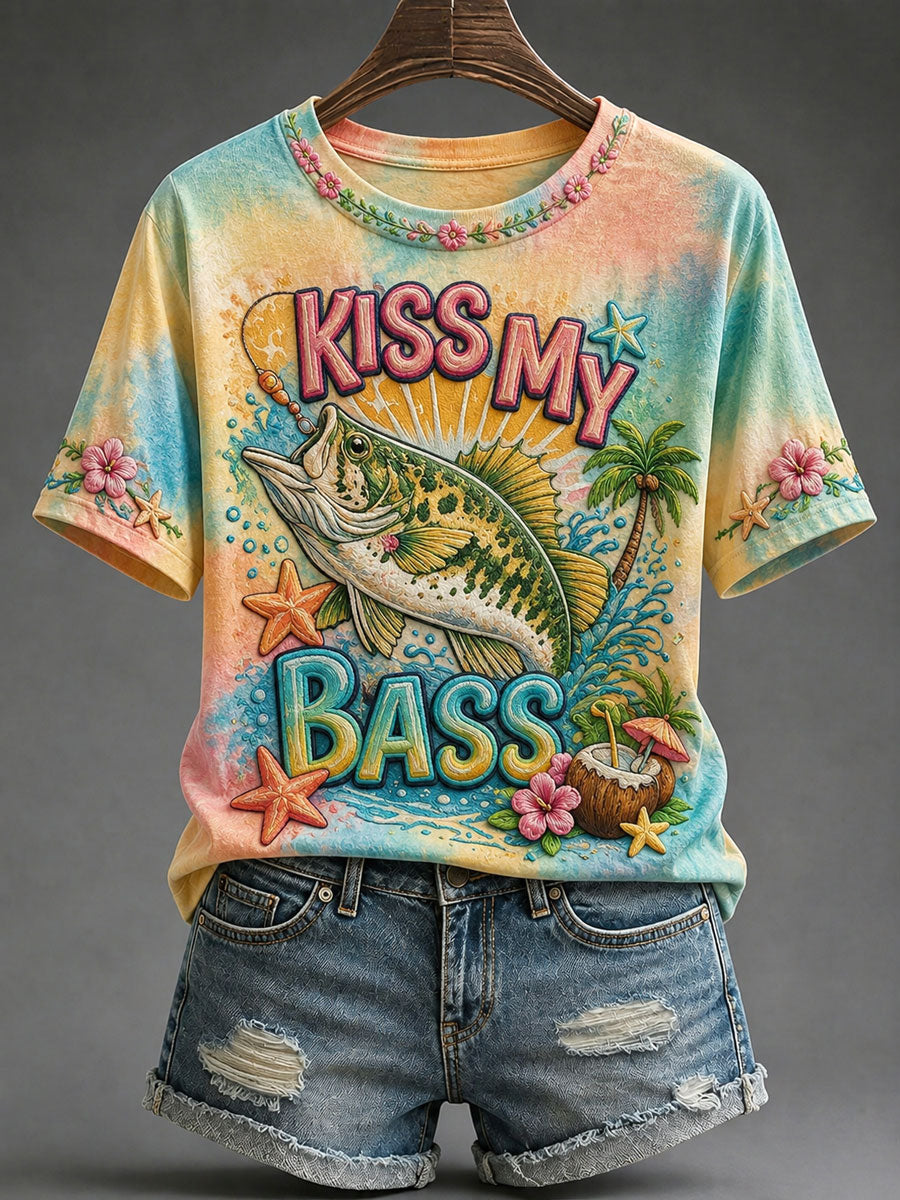 Women’s 'Kiss My Bass' Printed Casual T-Shirt