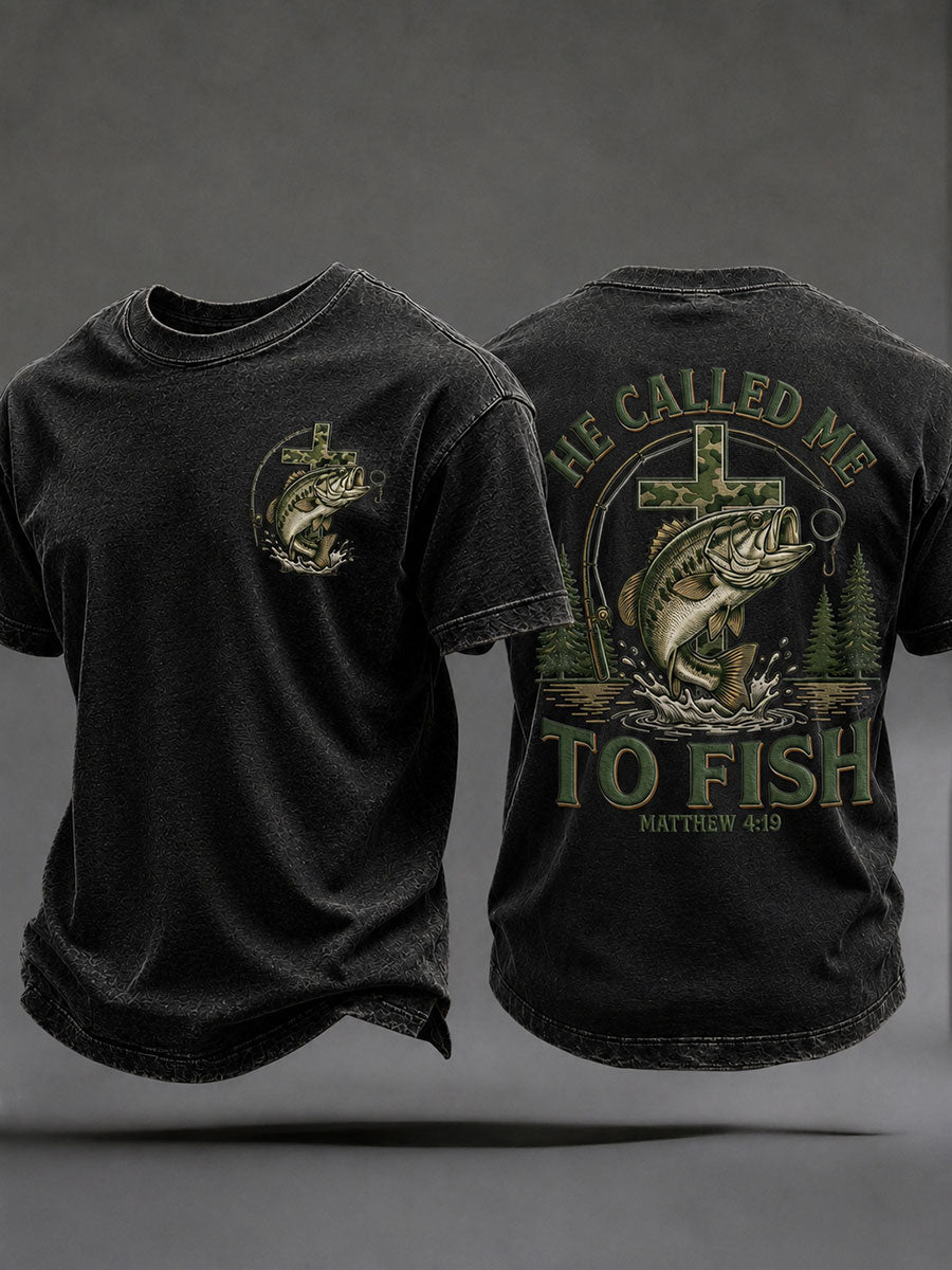 Men's 'He Called Me To Fish' Printed Casual T-Shirt