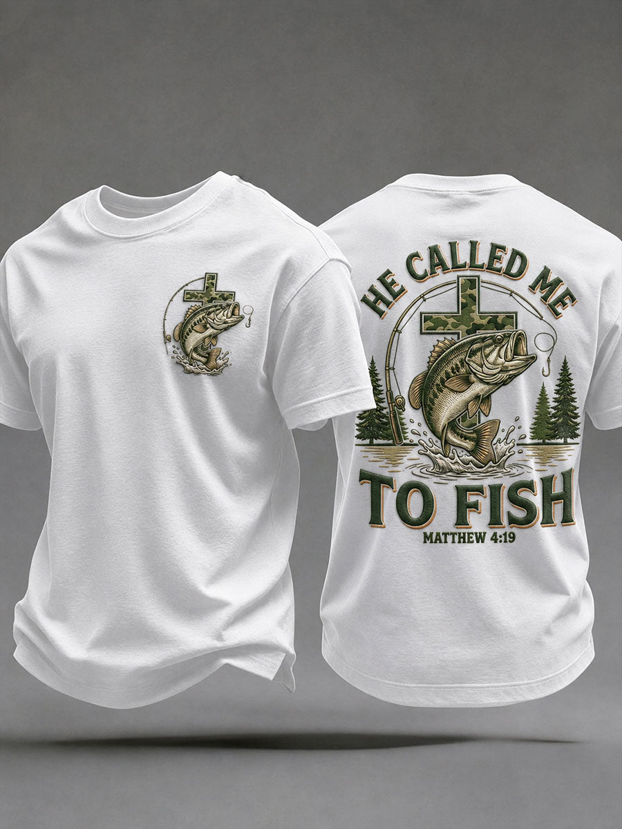 Men's 'He Called Me To Fish' Printed Casual T-Shirt