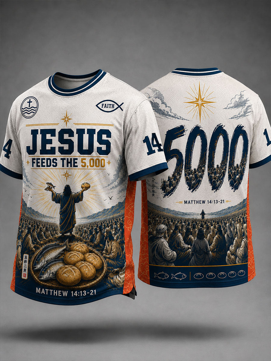 Men's Jesus Feeds The 5000 Short Sleeves T-shirt