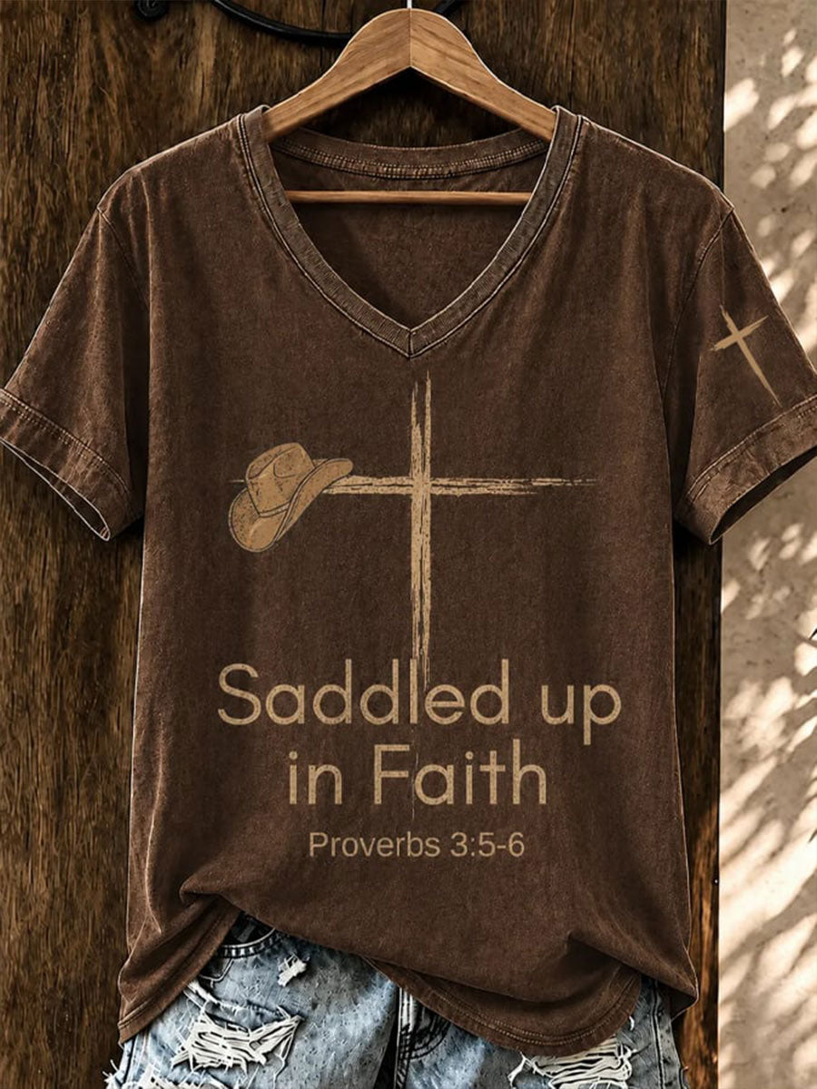 Women's Saddled Up In Faith Short-sleeved T-shirt