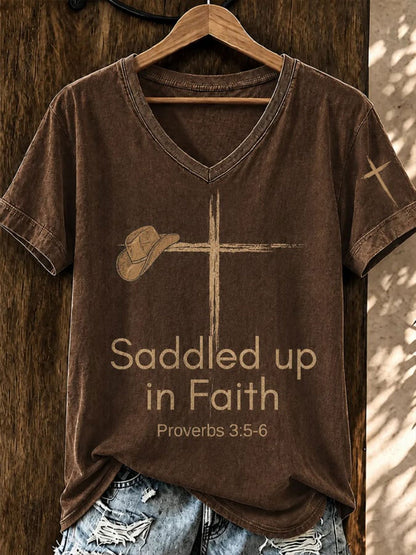 Women's Saddled Up In Faith Short-sleeved T-shirt