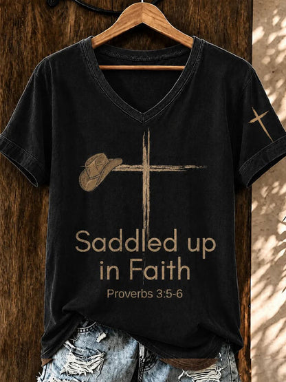 Women's Saddled Up In Faith Short-sleeved T-shirt
