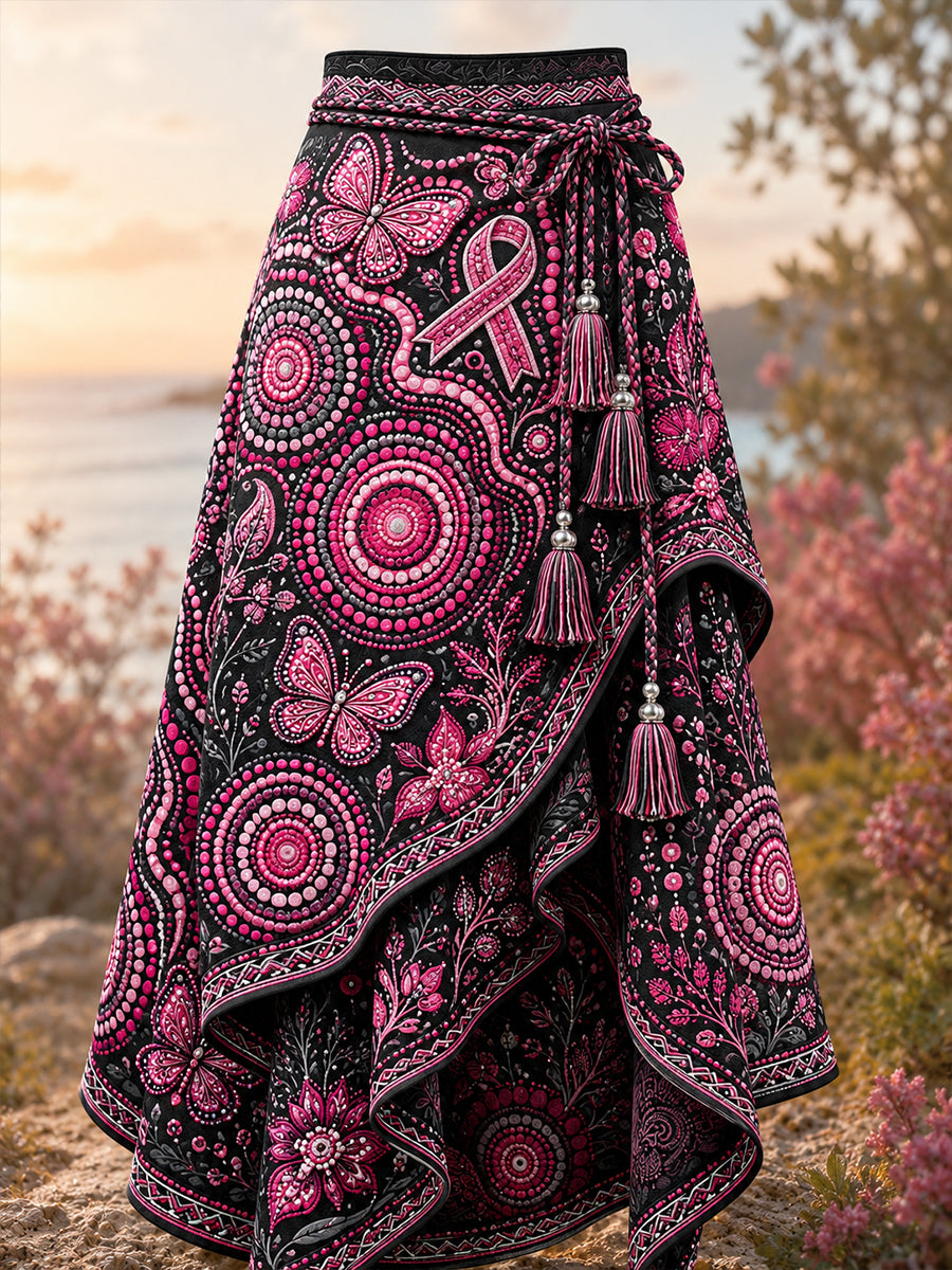 Women's Australia Breast Cancer Awareness Art Printed Irregular Skirt