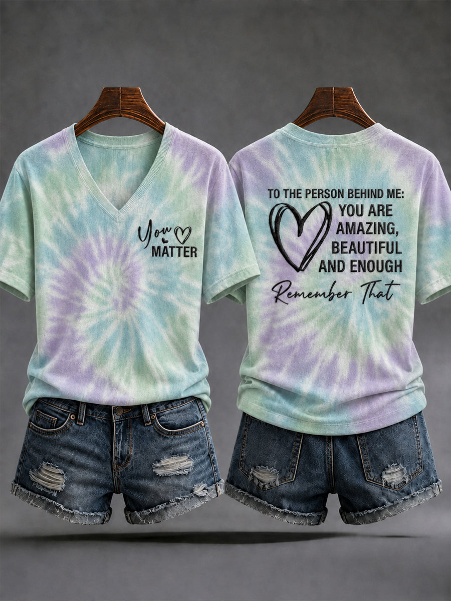 Women's Dear Person Behind Me You Matter Printed Short Sleeve T-shirt