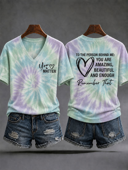 Women's Dear Person Behind Me You Matter Printed Short Sleeve T-shirt