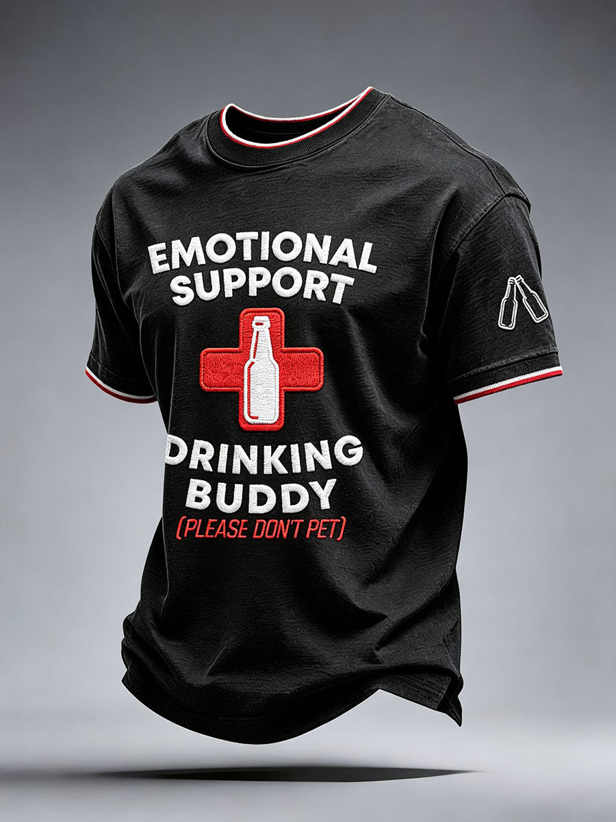 Men's Emotional Support Drinking Buddy (Please Don't Pet) T-Shirt