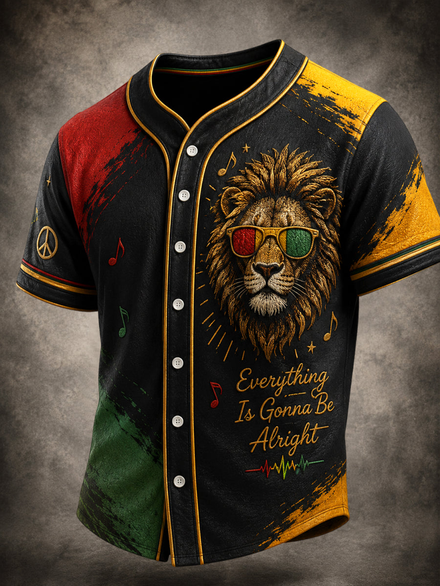 Retro Reggae Lion Art Casual Shirt
