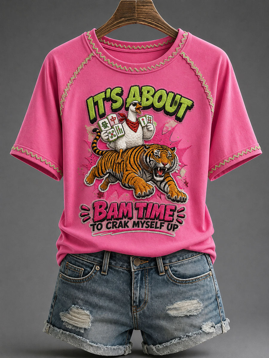 Women's Mahjong Print Casual T-Shirt