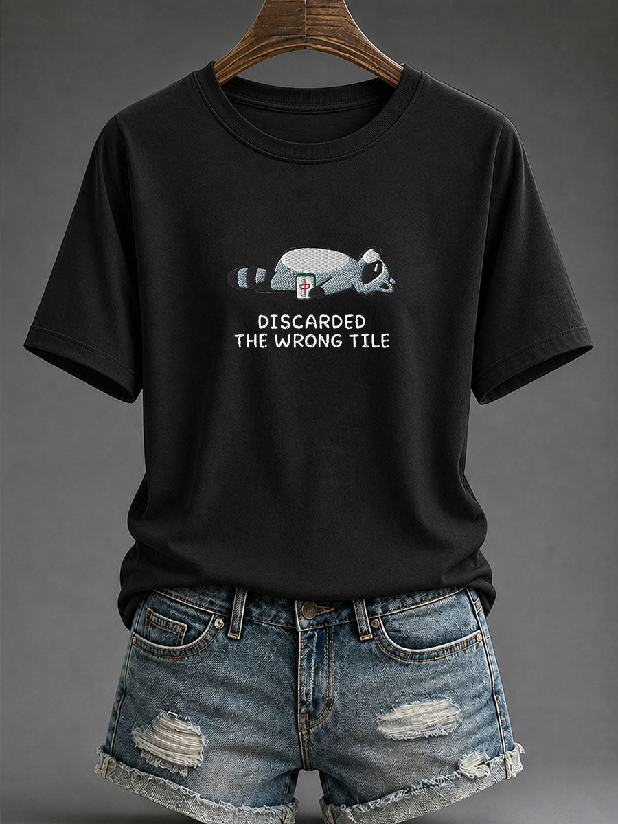 Women's Mahjong Print Casual T-Shirt