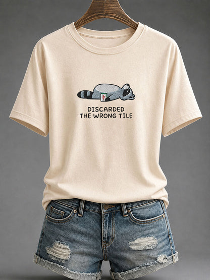 Women's Mahjong Print Casual T-Shirt