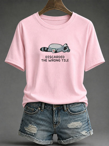 Women's Mahjong Print Casual T-Shirt