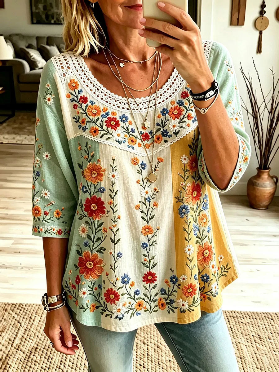 Women's Elegant Cotton-Linen Top