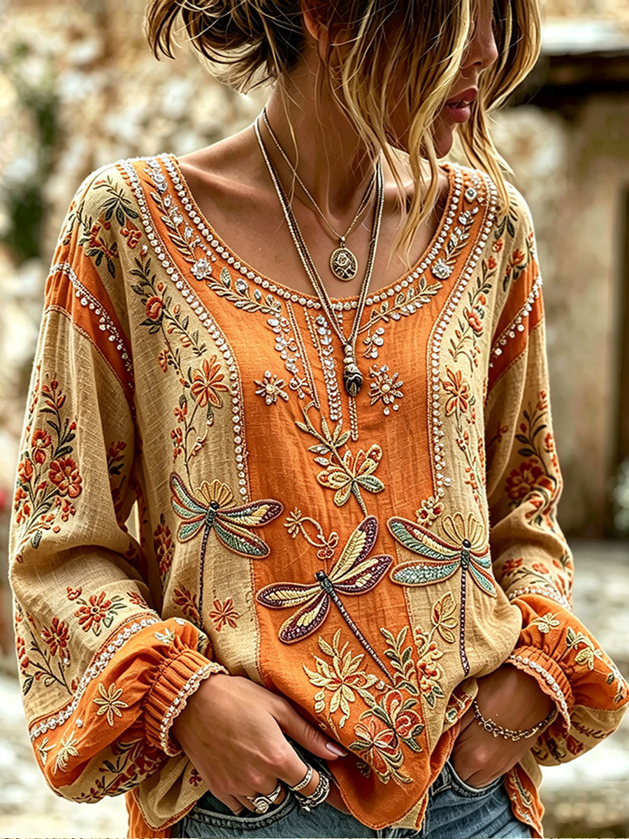 Women's Elegant Cotton-Linen Top