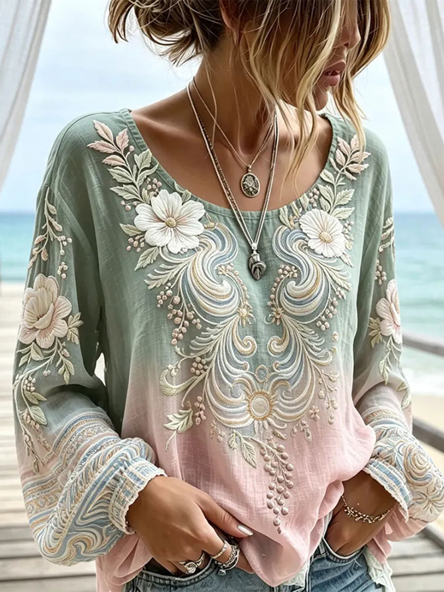 Women's Elegant Cotton-Linen Top