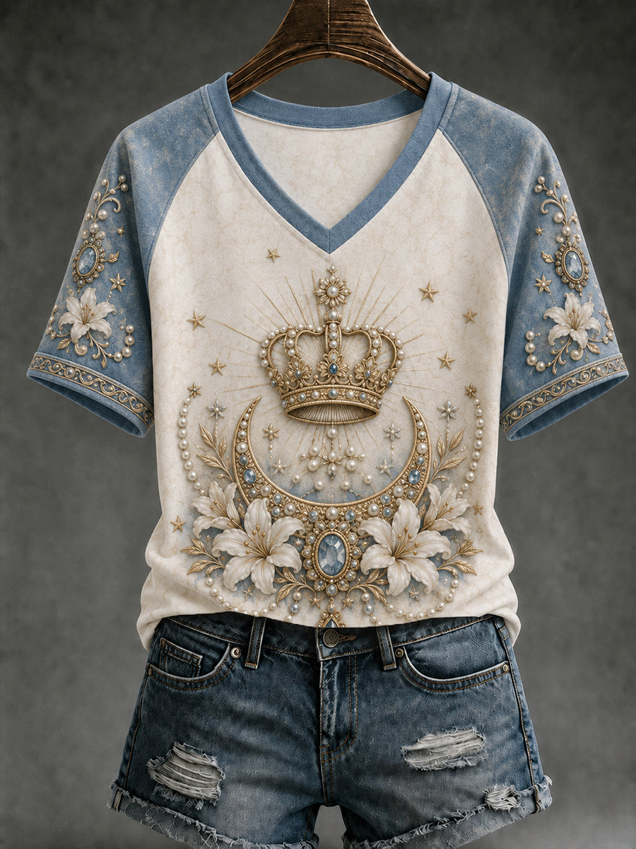 Women's Assumption of Mary Print V-neck T-Shirt