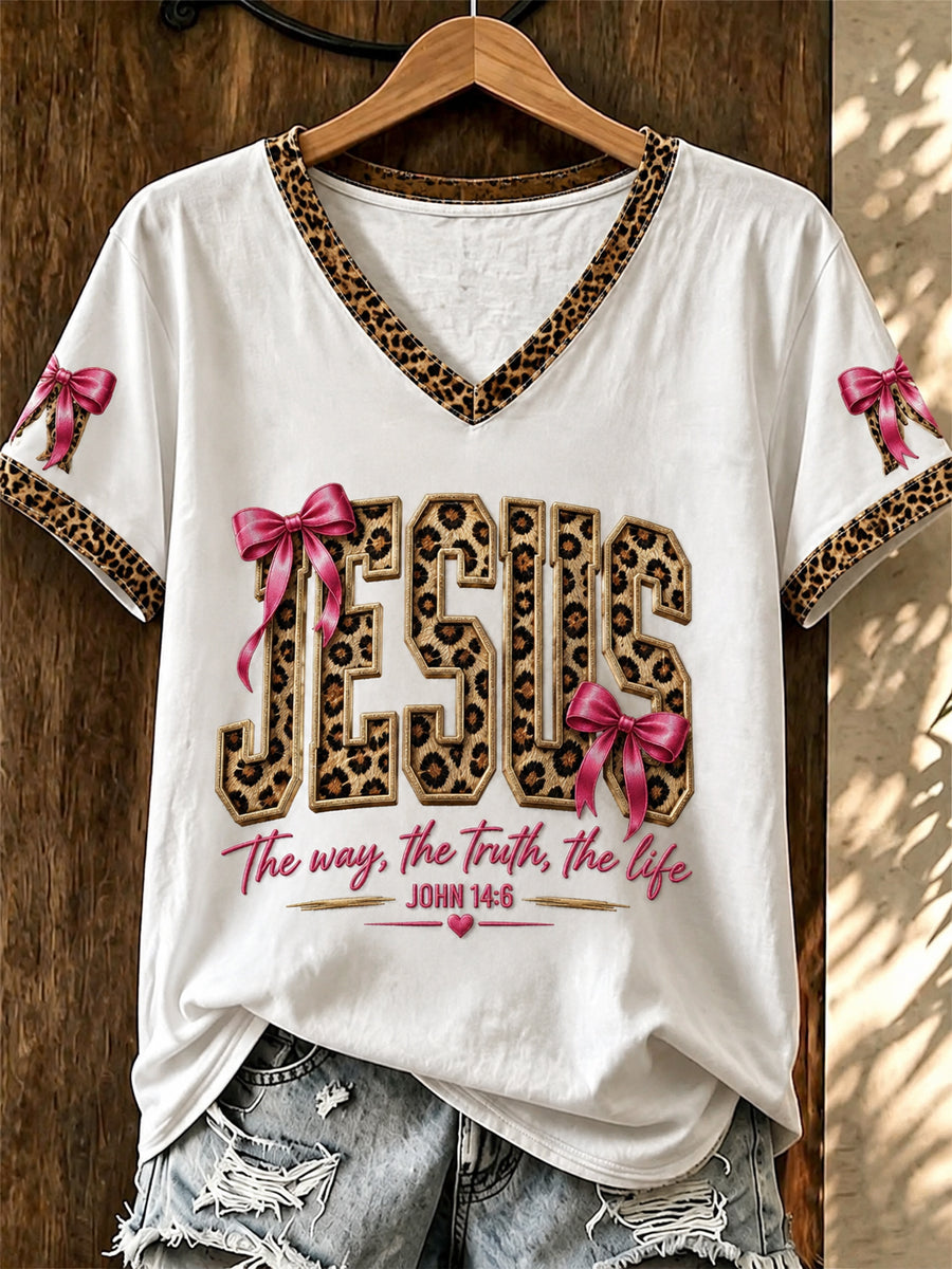 Women's Western Faith Printed V-neck T-shirt
