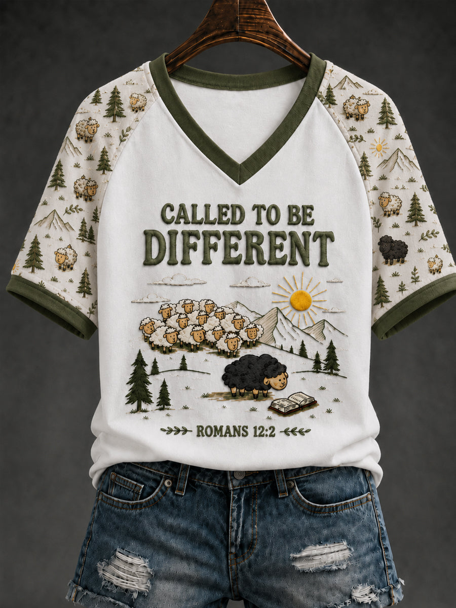 Women's Christian Called To Be Different  V-neck Short Sleeve T-shirt