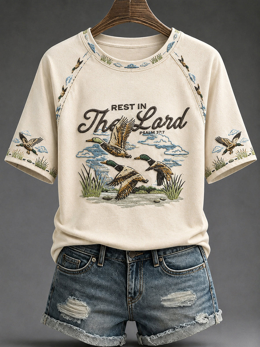 Women’s 'Rest in the Lord' Printed Casual T-Shirt