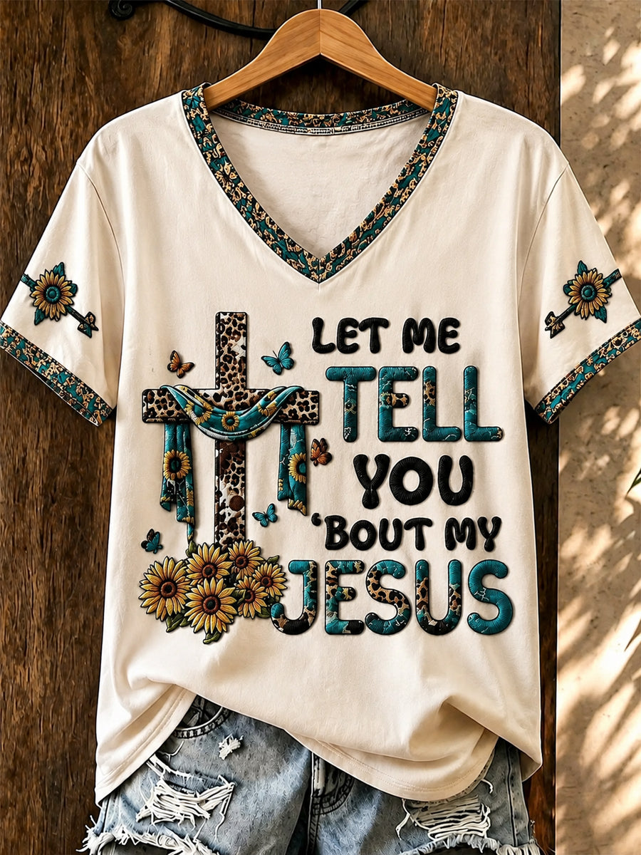 Women's Western Faith Printed V-neck T-shirt