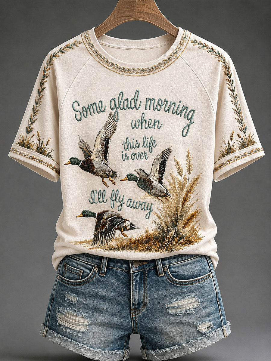Women's Some Glad Morning When This Life Is End I'll Fly Away Printed Casual T-Shirt