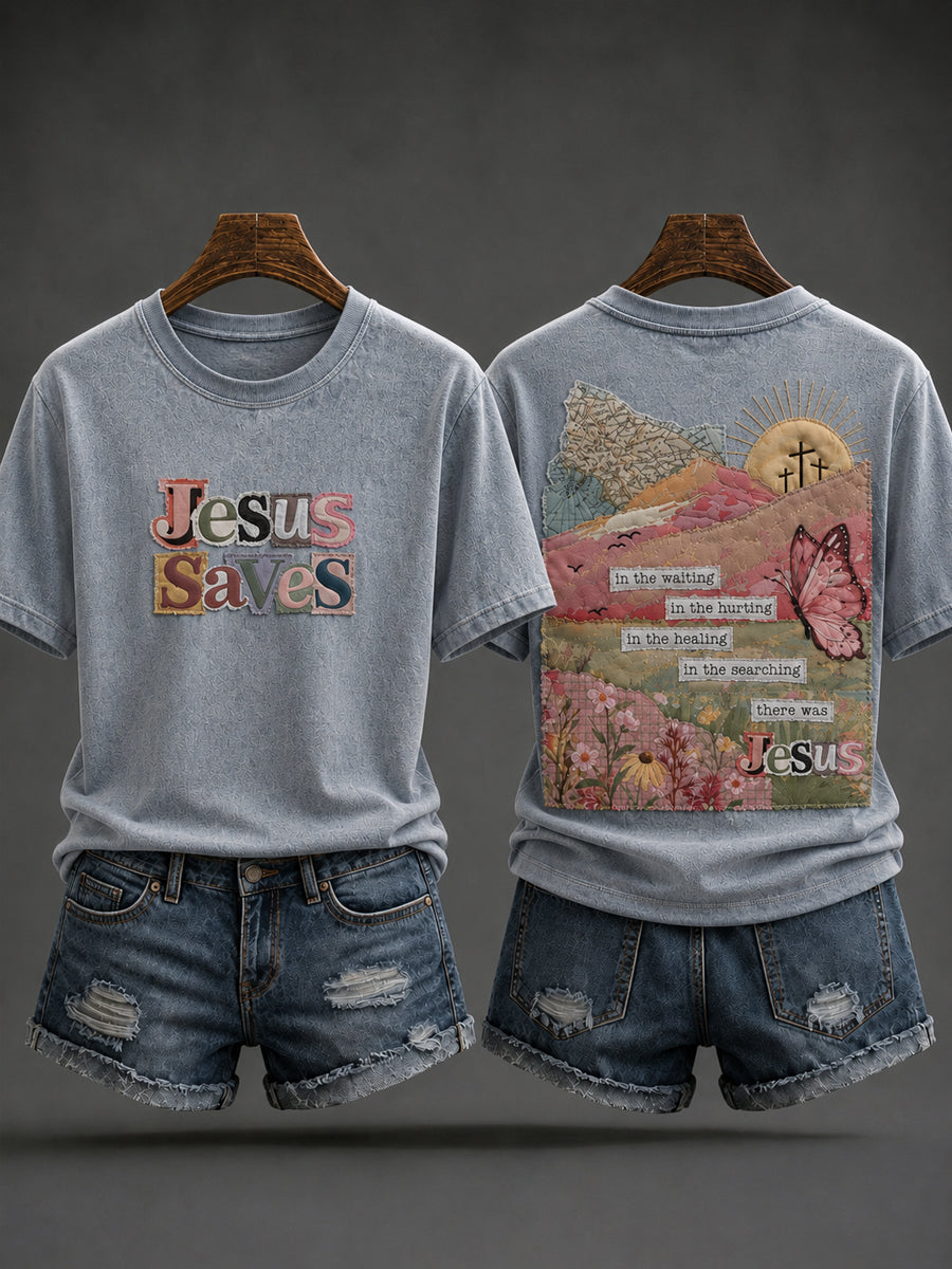 Women's Christian  Jesus Saves O-neck Short Sleeve T-shirt
