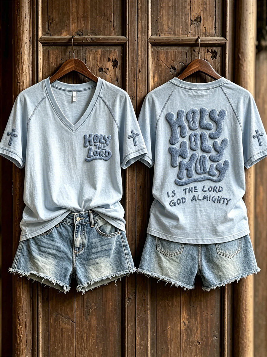 Women's Holy is the Lord God Almighty Vintage Print short-sleeved T-shirt