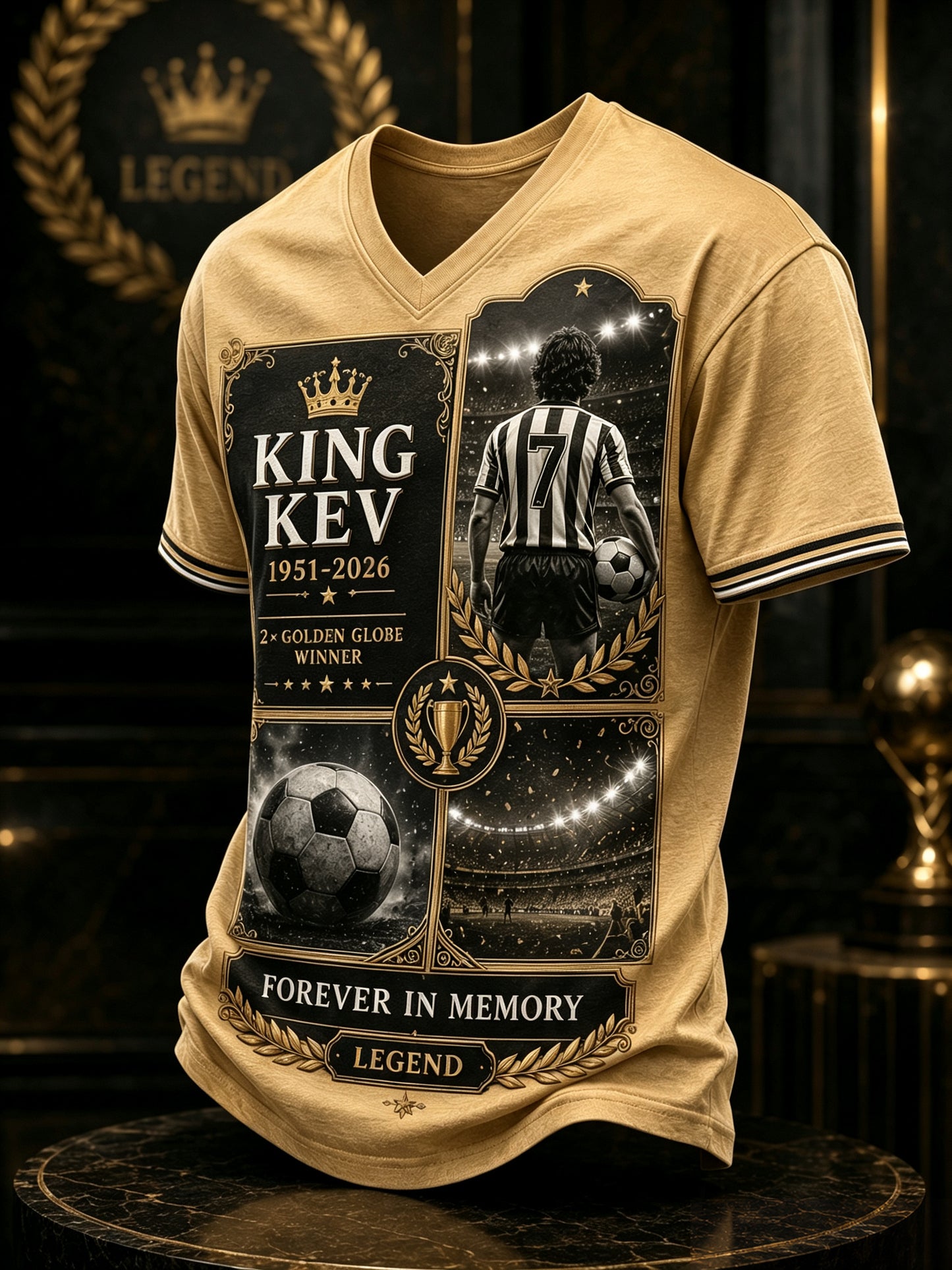 Men's T-Shirt Featuring Commemorative Elements Of Kevin Keegan, A Famous British Football Legend